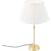 QAZQA Pöytävalaisin kulta/messinki, pliseerattu varjostin kerma 35 cm - Parte