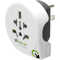 Q2Power maadoitettu matkasovitin, koko maailma - Yhdysvallat,10A,valk.