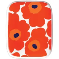 Marimekko Oiva - Unikko lautanen 15 x 12 cm, valk. - punainen - sininen