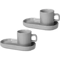 Blomus -espressokuppi lautasella PILAR, 2 kpl sarja, vaaleanharmaa