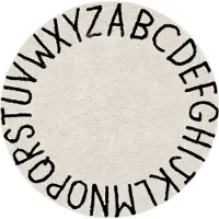 Lorena Canals Round Abc Natural-Negro/Natural-Black - Cream - 150X 150CM