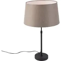 QAZQA Pöytävalaisin musta pellavavarjostimella beige 35 cm säädettävä - Parte