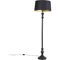 QAZQA Lattiavalaisin puuvillavarjostimella musta kullalla 45 cm - Classico