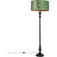 QAZQA Lattiavalaisin musta samettivärjällä Peacock Gold 50 cm - Classico
