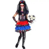 Finidi Punasininen Dia de los muertos- naamiaisasu lapselle - 8-10 vuotta (140 cm)