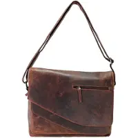 Greenland Nature Montana Crossbody-laukku Nahka 35 cm Ruskea