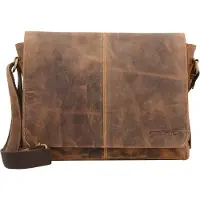 Green Burry Vintage Messenger-laukku Nahka 33 cm Ruskea