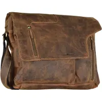 Greenburry Vintage Crossbody-laukku Nahka 40 cm Ruskea