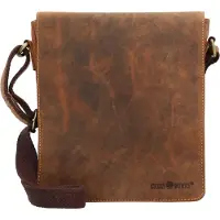 Green Burry Vintage Crossbody-laukku Nahka 23 cm Ruskea