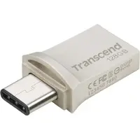 Transcend JetFlash 890 USB-A ja USB-C 3.1 Gen 1 128 Gt -muistitikku, hopea