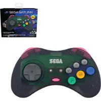 Retro-Bit Sega Saturn 8-button Arcade Pad -langaton peliohjain, harmaa, Mega Drive