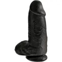 King Cock - dildo tapilla ja kivuksilla - musta 23 cm