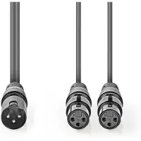 Nedis balansoitu XLR uros - 2 x XLR naaras XLR-audiokaapeli
