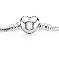 Pandora Silver Bracelet With Heart-Shaped Clasp - Silver - 19 CM