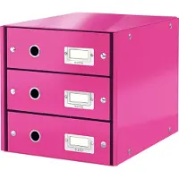 Leitz Click & Store WOW vetolaatikosto (3 ltk), 81 % kierrätyskartonki, Vaaleanpunainen, Kartonki, 286 mm, 358 mm, 282 mm, 2,21 kg