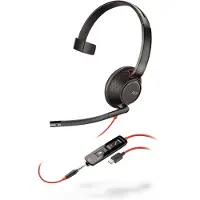 Poly Blackwire 5210 -monokuuloke, musta/punainen