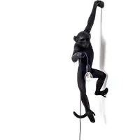Seletti LED-koristeulkoseinävalo Monkey Lamp, vasen, musta Lamp, Musta, Synteettinen materiaali, Design