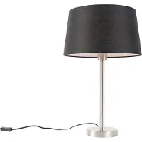QAZQA Moderni pöytävalaisin teräs mustalla varjostimella 35 cm - Simplo