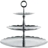 Alessi Three-Tiered 18/10 Stainless Steel Platter With Relief Decoration - Silver - D35CM