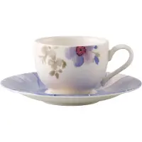 Villeroy & Boch Mariefleur Gris Basic Espressokuppi Pikkulautasella - Espressokupit Posliini Valkoinen - 388344-388345
