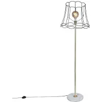 QAZQA Retro-lattiavalaisin messinkiä ja musta Granny Frame -kehyksellä 45 cm - Kaso