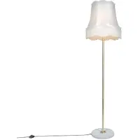QAZQA Retro-lattiavalaisin messinkiä ja kermanvärinen Granny-varjostin 45 cm - Kaso