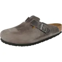Birkenstock for man. 1013255 Boston Leather Clogs (Regular Fit) black (45), Flat, Buckle, Casual, Grey