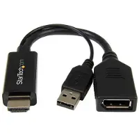 StarTech.com HDMI to DisplayPort Converter 19 pin HDMI Type A Uros 20-nastan Näyttöporttiliitin Naaras Musta