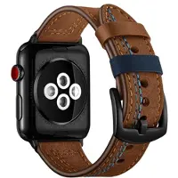 Mtp Products Apple Watch Series Ultra 3/2/Ultra/11/10/9/8/SE 3/(2022)/7/SE/6/5/4/3/2/1 Stitched Nahkaranneke - 49mm/45mm/44mm/42mm - Ruskea