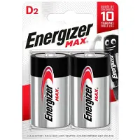 Energizer MAX – D, Kertakäyttöinen akku, D, Alkali, 1,5 V, 2 kpl, Musta, Harmaa (E302306808)