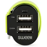 Sweex Autolaturi 3-Ulostuloa 6 A 2 x USB / Micro USB Musta/Vihreä