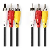 Nedis CVGP24300BK50 3x RCA uros-3x RCA uros 5.00 m Komposiittivideokaapeli