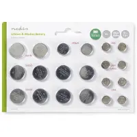 Nedis Litium/Alkali Nappiparistosarja | 1.5 / 3 V DC | Alkaali / Litium | CR1620 / CR2016 / CR2025 / CR2032 / LR43 / LR44 / LR54 | Paristojen määrä: 20 kpl