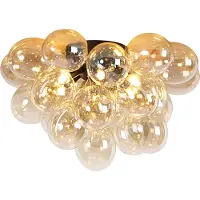 QAZQA Design-kattovalaisin musta amber-lasilla 6-valo - Uvas