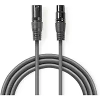 Nedis Balansoitu Audiojohto XLR 3-Pin uros XLR 3-Pin naaras Niklattu 15.0 m Pyöreä PVC Tummanharmaa Pakkaus