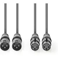 Nedis balansoitu 2 x XLR uros - 2 x XLR naaras XLR-audiokaapeli