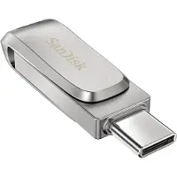SanDisk 256GB Ultra Dual Drive Luxe, 3.2 Gen1 USB-A+C -muistitikku, 400 MB/s, hopea