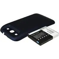 123accu Samsung GT-I9300 GT-I9308 SGH-T999V Galaxy S3 yhteensopiva tehoakku mustalla laajennetulla takakannella 3300 mAh