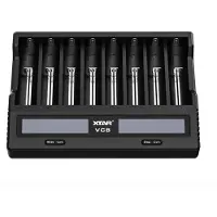 XTAR VC8 USB LCD Li-ion / Ni-MH Akkuparistolaturi musta