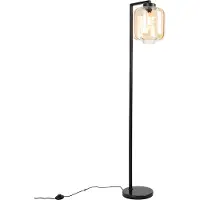 QAZQA Design-lattiavalaisin musta amber-lasilla - Qara Down
