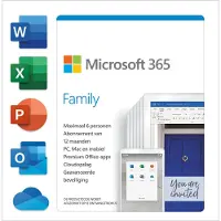Microsoft 365 Perhe -tilaus | Vuosilisenssi | 6 käyttäjää | Aina uusin versio