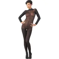 NO:XQSE - seksikäs catsuit - verkkokangas - musta - XL/XXL