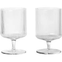Ferm Living Ripple viinilasit, 2 kpl, kirkas