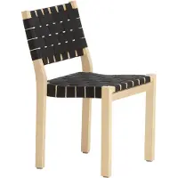 Artek Aalto tuoli 611, koivu - musta satulavyö