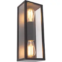 QAZQA Teollinen seinävalaisin musta 38 cm 2-valo IP44 - Charlois
