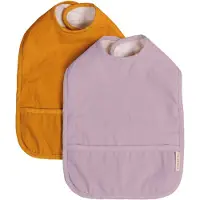 Filibabba Bibs With Velcro 2-Pack - Golden Mustard/Light Lavender - Purple - 36X29X1.15CM
