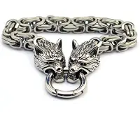 Northern Viking Jewelry Clasp Byzantine Wolf Head rannekoru NVJRA015