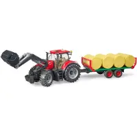 Lastenlelut Bruder 3198 Case IH Optum 300 CVX traktori heinäpaalikärryllä 1:16