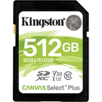 Kingston 512GB SDXC muistikortti Canvas Select Plus Gen2 V30 U3