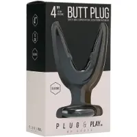 Kaalimato Plug & Play - Levittävä anaalitappi, silikoninen, imukupillinen, musta